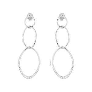 Aretes Aros Colgantes de Plata con Zirconia