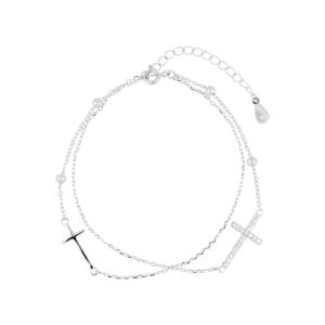 Pulsera Doble Cadena con dijes de cruz