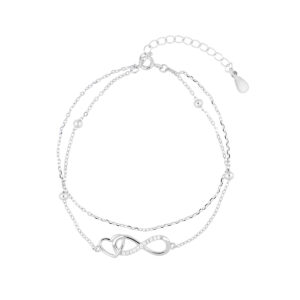 Pulsera doble cadena con dije de Infinito de Plata