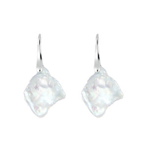 Aretes de Plata con Perla Colgante Keshi