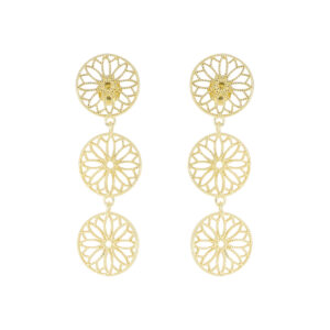 Aretes de plata con forma de Flor Baño de Oro