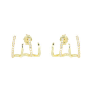 Broqueles Curvos de Plata con Zirconias naturales