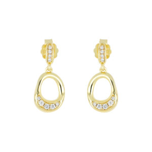 Aretes de plata baño de Oro con Zirconias naturales