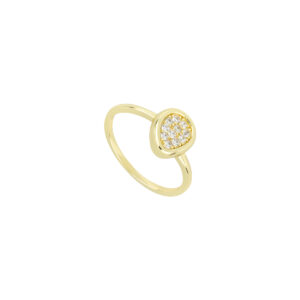 Anillo Gota plata baño de Oro con Zirconia