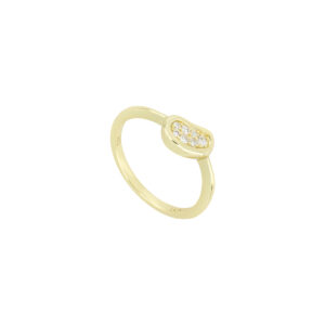 Anillo Irregular con Zirconias Baño de Oro 14kts