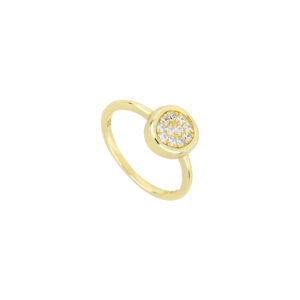 Anillo Irregular con Zirconias Baño de Oro 14kts