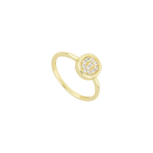 Anillo Irregular con Zirconias Baño Oro 14kts