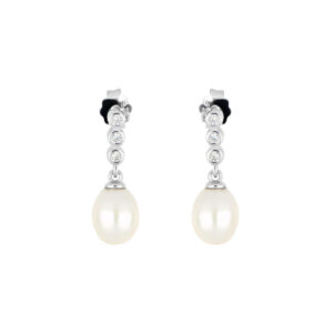 Broqueles de plata con Zirconias y Perla