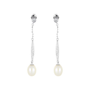 Broqueles con Zirconia y Perla Arroz