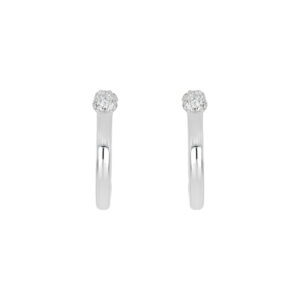 Arracadas lisas de plata con Zirconia Natural