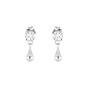 Broqueles Gota de plata con Zirconia