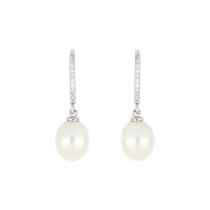 Aretes Gancho de plata con perla natural