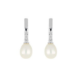 Arracadas de plata lisa con perla natural