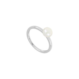 Anillo Liso de plata con Perla Cultivada