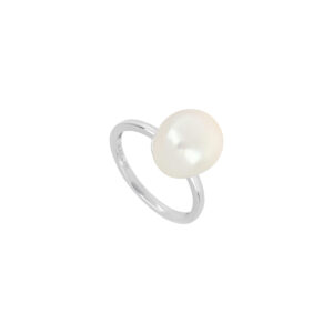Anillo Liso de plata con Perla Natural