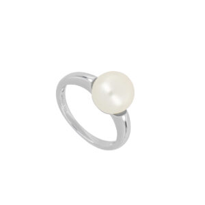 Anillo de plata liso con Perla Cultivada