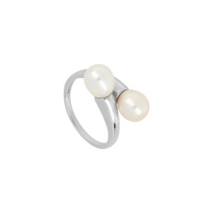 Anillo de plata liso con Perla Cultivada