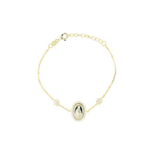 Pulsera Virgen Milagrosa con Zirconia Baño de Oro