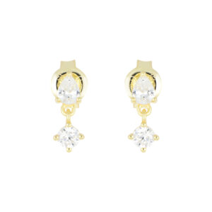 Broqueles de plata Baño de Oro con Zirconias