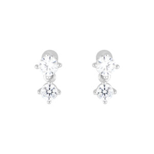 Broqueles de plata baño de Rodio con Zirconia