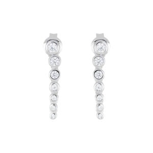 Broqueles Largos de plata con Zirconia