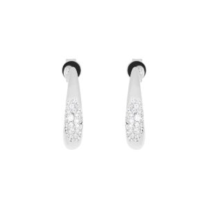 Arracadas Luna de plata con Zirconia Natural