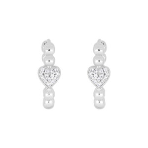 Arracadas de plata con dije Corazón y Zirconia