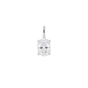 Dije de Ovalo de plata baño de rodio y Zirconia
