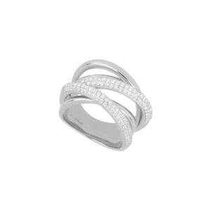 Anillo Enlazado de plata con Zirconias naturales