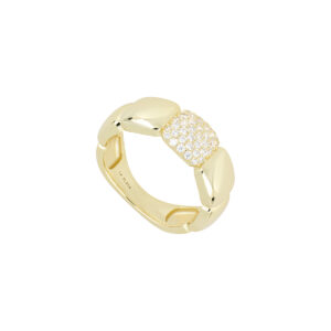 Anillo Baguette de plata baño de Oro con Zirconia