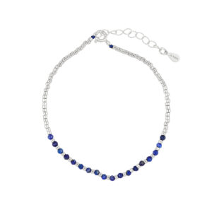Pulsera de plata Baño Rodio con Lapislázuli