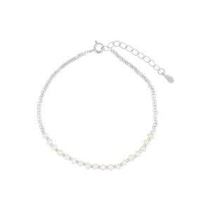 Pulsera de plata Baño de Rodio Perla button