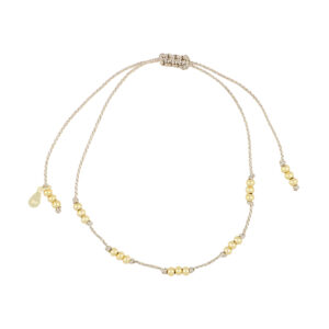 Pulsera de hilo Champagne con Perlas
