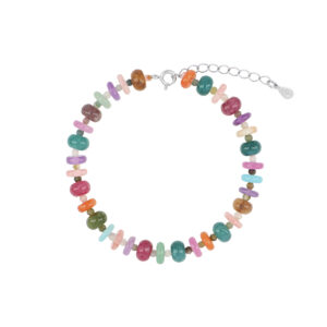Pulsera de plata Baño Rodio con mix de Cuarzos