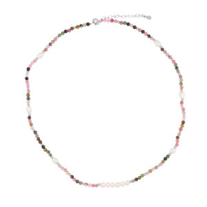 Gargantilla Collar Turmalina Arcoiris con Perla Oval