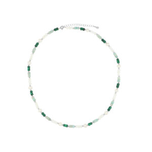 Gargantilla Malaquita y Amazonita con Perla rondel