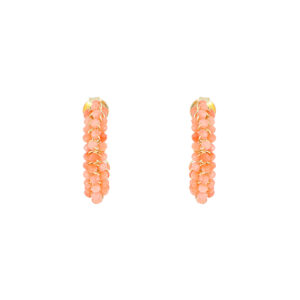 Arracadas de plata baño de Oro con Coral Naranja