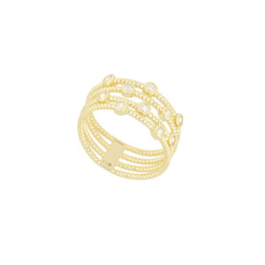 Anillo Cuadruple twisted con Zirconias naturales