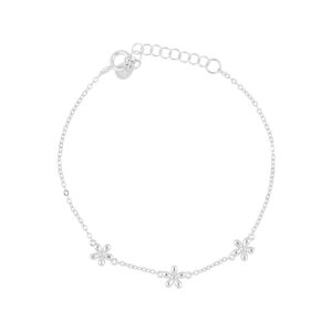Pulsera flores de plata con baño de rodio