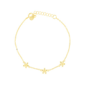 Pulsera flores de plata con baño de Oro