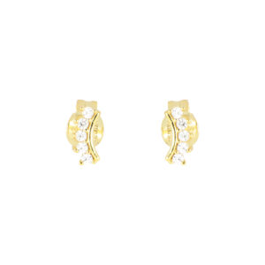Broqueles Arco de plata baño Oro con Zirconia