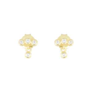 Broqueles de plata baño Oro con Zirconia Natural