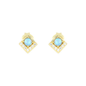 Broqueles de plata con Ópalo Azul y Zirconia