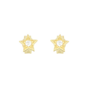 Aretes Estrella de plata baño de Oro con Zirconia