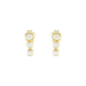 Broqueles de plata baño Oro con Zirconia natural