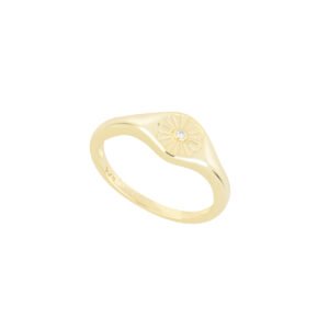Anillo Sol de plata con Zirconia natural