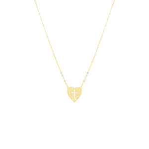 Gargantilla de plata dije Corazón con Cruz de Zirconia