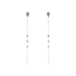 Aretes Hojas de plata baño rodio