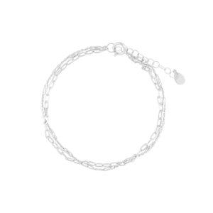Pulsera Doble Cadena de plata baño de Rodio