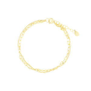 Pulsera Doble Cadena de plata baño de Oro